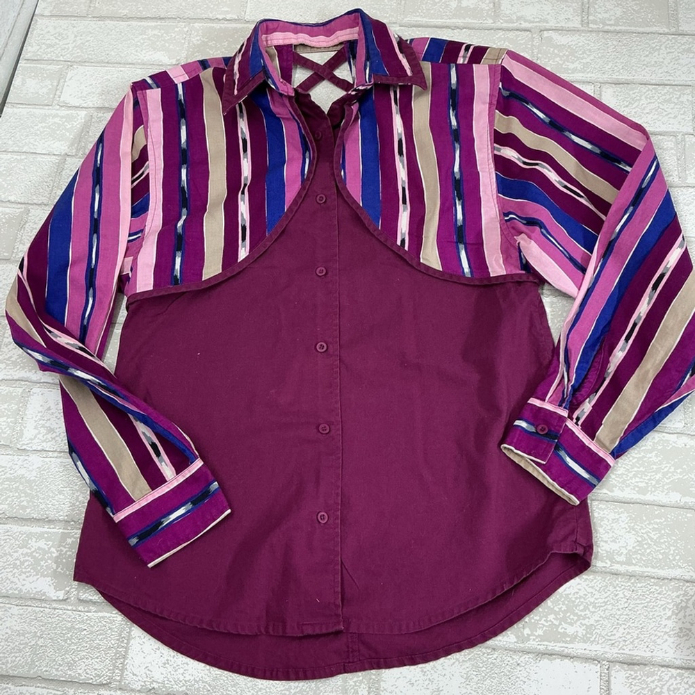 Vvintage Wrangler Purple and Blue Striped Shirt